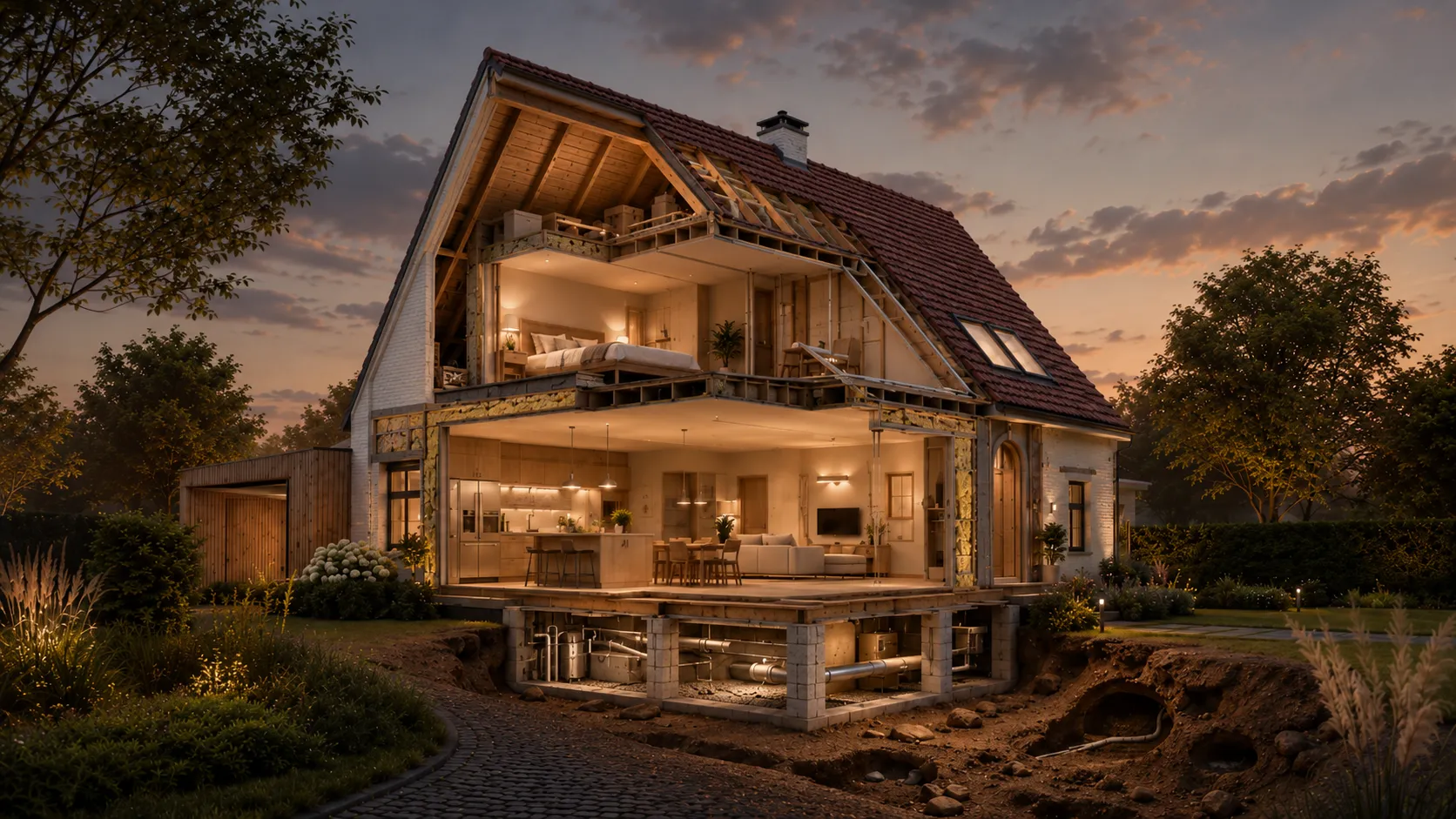 Volledige doorsnede van de woning